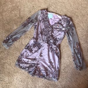 Sequin, sheer long sleeve, romper